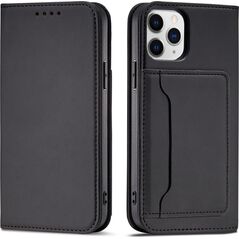 Hurtel Magnet Card Case etui do iPhone 12 Pro Max pokrowiec portfel na karty kartę podstawka czarny 11542288 9145576250822