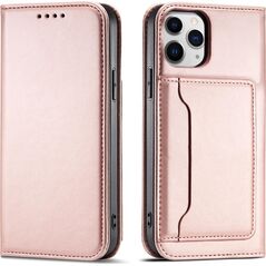 Hurtel Magnet Card Case etui do iPhone 12 Pro Max pokrowiec portfel na karty kartę podstawka różowy 11542291 9145576250846
