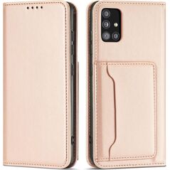 Hurtel Magnet Card Case etui do Samsung Galaxy A12 5G pokrowiec portfel na karty kartę podstawka różowy 11542311 9145576251041