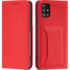 Hurtel Magnet Card Case etui do Samsung Galaxy A13 5G pokrowiec portfel na karty kartę podstawka czerwony 11542320 9145576251133