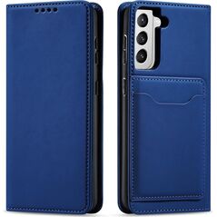 Hurtel Magnet Card Case etui do Samsung Galaxy S22+ (S22 Plus) pokrowiec portfel na karty kartę podstawka niebieski 11542329 9145576251317