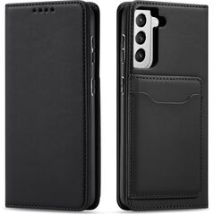 Hurtel Magnet Card Case etui do Samsung Galaxy S22+ (S22 Plus) pokrowiec portfel na karty kartę podstawka czarny 11542331 9145576251300