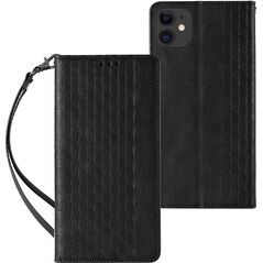 Hurtel Magnet Strap Case etui do iPhone 12 pokrowiec portfel + mini smycz zawieszka czarny 11542338 9145576250068