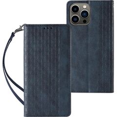 Hurtel Magnet Strap Case etui do iPhone 13 Pro Max pokrowiec portfel + mini smycz zawieszka niebieski 11542363 9145576250310