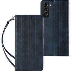 Hurtel Magnet Strap Case etui do Samsung Galaxy S22+ (S22 Plus) pokrowiec portfel + mini smycz zawieszka niebieski 11542387 9145576250631