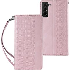 Hurtel Magnet Strap Case etui do Samsung Galaxy S22+ (S22 Plus) pokrowiec portfel + mini smycz zawieszka różowy 11542396 9145576250648
