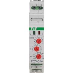 Przekaźnik czasowy 10-funkcyjny F&F PCS-516AC 0,1s-576h 2A 1NO 85-265V AC/DC triak na szynę DIN 11622013 5902431670225