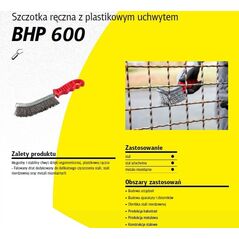 Klingspor K.SZCZOTKA RĘCZNA UCHWYT PLASTIKOWY BHP600 DRUT STALOWY 11740354 4014855451975