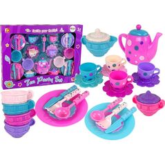 LeanToys Zestaw Do Herbaty Filiżanki Talerzyki Sztućce Miseczki Fioletowe 12574888 5905214976026