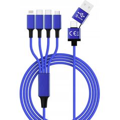 Kabel USB Smrter USB-A + USB-C - 2x USB-C + Lightning + microUSB 1.2 m Granatowy (SMRTER_ELITE_C_NB) 12687899 4250551407100