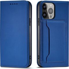 Hurtel Magnet Card Case etui iPhone 14 pokrowiec z klapką portfel podstawka niebieskie 12718333 9145576263334