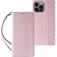 Hurtel Magnet Strap Case etui iPhone 14 Pro Max pokrowiec z klapką portfel mini smycz podstawka różowe 12718357 9145576263679