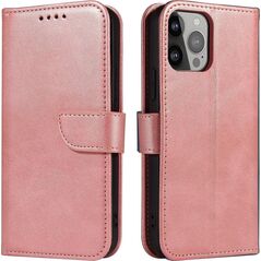 Hurtel Magnet Case etui iPhone 14 Pro Max pokrowiec z klapką portfel podstawka różowe 12718372 9145576263907