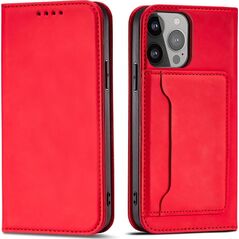 Hurtel Magnet Card Case etui Samsung Galaxy S23+ pokrowiec z klapką portfel podstawka czerwone 12741394 9145576271094