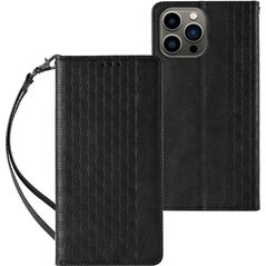 Hurtel Magnet Strap Case etui Samsung Galaxy S23 pokrowiec z klapką portfel mini smycz podstawka czarne 12741395 9145576271230