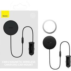 Baseus Magnetyczny uchwyt samochodowy Baseus CW01 do kratki z ładowarką USB-C, 15W + 25W (czarny) 12854165 6932172629441