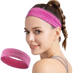 Elastyczna materiałowa opaska na głowę do biegania fitness różowa 12942209 9145576257746