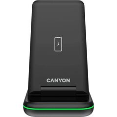 Ładowarka Canyon CANYON WS-304, Foldable 3in1 Wireless charger, with touch button for Running water light, Input 9V/2A, 12V/1.5AOutput 15W/10W/7.5W/5W, Type c to USB-A cable length 1.2m, with QC18W EU plug,132.51*75*28.58mm, 0.168Kg, Black 12985230 529148