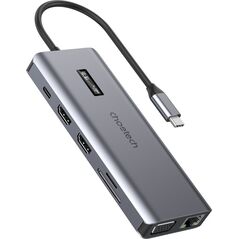 HUB USB Choetech Adapter 12w1 Choetech HUB-M26 USB-C do USB-C+ USB-A+ HDMI+ VGA+ AUX+ SD+ TF (szary) 12996665 6971824978292