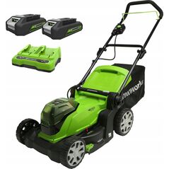 Kosiarka akumulatorowa Greenworks 2x24V Kosiarka akumulatorowa 41cm G24X2LM41K2x zestaw ładowarka dual + 2 aku 2Ah 13093173 6952909062433