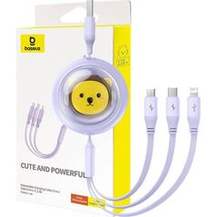 Kabel USB Baseus USB-A - USB-C + microUSB + Lightning 1.1 m Fioletowy (P10362900511-00) 13124786 6932172645519