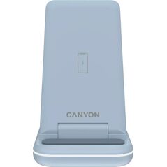 Ładowarka Canyon CANYON WS-304, Foldable  3in1 Wireless charger, with touch button for Running water light, Input 9V/2A,  12V/1.5AOutput 15W/10W/7.5W/5W, Type c to USB-A cable length 1.2m, with QC18W EU plug,132.51*75*28.58mm, 0.168Kg,Blue 13128107 529148