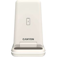 Ładowarka Canyon CANYON WS-304,  Foldable  3in1 Wireless charger, with touch button for Running water light, Input 9V/2A,  12V/1.5AOutput 15W/10W/7.5W/5W, Type c to USB-A cable length 1.2m, with QC18W EU plug,132.51*75*28.58mm, 0.168Kg, Cosmic Latte 13131