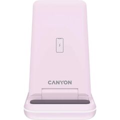 Ładowarka Canyon CANYON WS-304,  Foldable  3in1 Wireless charger, with touch button for Running water light, Input 9V/2A,  12V/1.5AOutput 15W/10W/7.5W/5W, Type c to USB-A cable length 1.2m, with QC18W EU plug,132.51*75*28.58mm, 0.168Kg, Iced Pink 13131213