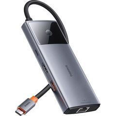 HUB USB Baseus Hub 6w1 Baseus Metal Gleam 2 Series, USB-C do 2xUSB 3.0 +USB-C + HDMI + USB-C PD + Ethernet RJ45 13168147 6932172643294
