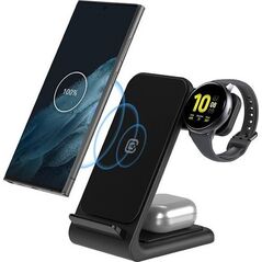Ładowarka Crong Ładowarka bezprzewodowa 3w1 do iPhone, Samsung & Android, Galaxy Watch i słuchawek TWS 13169330 5904310703550