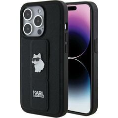 Karl Lagerfeld Karl Lagerfeld KLHCP14XGSACHPK iPhone 14 Pro Max 6.7" czarny/black hardcase Gripstand Saffiano Choupette Pins 13177521 3666339207427