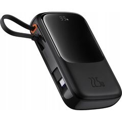 Powerbank Baseus Baseus Qpow Pro+ 10000mAh 22.5W z wbudowanym kablem USB-C i wyświetlaczem - czarny 13219349 6932172652463