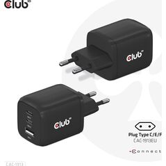 Club 3D Club3D cestovní nabíječka 65W GAN technologie, 3 porty (2xUSB-C + USB-A), PPS, Power Delivery(PD) 3.0 Support 13231342 8719214472658