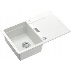 Zlewozmywak Owen OWEN 111 GraniteQ zlewozmywak z syfonem Push 2 Open 1-komorowy z/o (760x500x215| kom. 330x430) snow white / elementy stalowe 13241497 5904310998055
