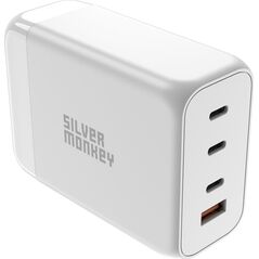 Ładowarka Silver Monkey Ładowarka GaN Silver Monkey SMA156 200W 3x USB-C PD USB-A QC 3.0 z odłączanym kablem zasilającym - biała 13252022 5900779358560