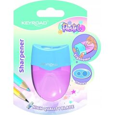 Keyroad Temperówka plastikowa KEYROAD, pastel, podwójna, z pojemnikiem, blister, mix kolorów 13274210 6941288739814
