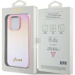 Guess Guess GUHCP15LPSAIRSP iPhone 15 Pro 6.1" różowy/pink hardcase Saffiano Iridescent Script 13300734 3666339224806