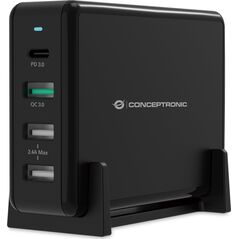 Ładowarka Conceptronic CONCEPTRONIC Ladegerät 4Port  65W,1xUSB-C/3xUSB-A Desk PD sw 13333039 4015867226377
