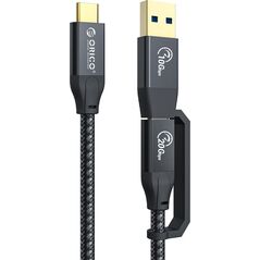 Kabel USB Orico USB-A + USB-C - USB-C 0.3 m Czarny (ACC32-03-BK-BP) 13338862 6936761862721