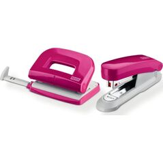 Zszywacz Novus Zestaw Novus: zszywacz E15 + dziurkacz E210 + zszywki rózowy 13440706 4009729054833