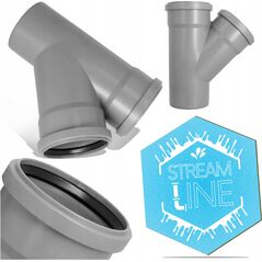 AQUER Trójnik kanalizacyjny PP 110/110mm 45° Aquer T110/45 SZ szary 13496748 5908241620726