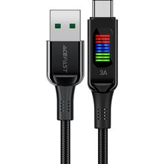 Acefast Kabel przewód USB-A - USB-C 60W z wyświetlaczem 1.2m czarny Kabel przewód USB-A - USB-C 60W z wyświetlaczem 1.2m czarny 13576597 6974316282785