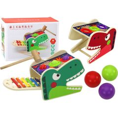 LeanToys Dinozaur Wbijak Cymbałki 2w1 Drewniany Czerwony 13674407 5904665992227