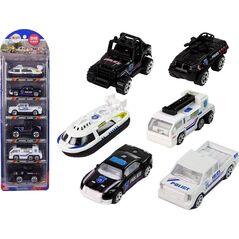 LeanToys Zestaw Pojazdów Auta Policja Resoraki 1:64 13674544 5905323213173