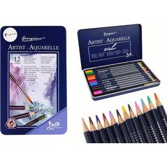 LeanToys Zestaw 12 Kredek Akwarelowych Metalowy Pojemnik 13675148 5905679076651