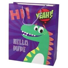 LeanToys Papierowa Torba Prezentowa Fioletowa Dinozaur 41,5cm x 30cm x 12cm 13675560 5905884453292