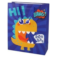 LeanToys Papierowa Torba Prezentowa Granatowa Dinozaur 41,5cm x 30cm x 12cm 13675561 5905884453278
