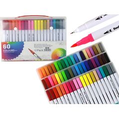 LeanToys Zestaw Pisaków Dwustronnych 60 Sztuk Różnokolorowe W Organizerze 13675716 5905991001645