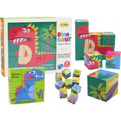 LeanToys Edukacyjne Puzzle 6w1 Klocki Układanka Kostki 6 Obrazków Dinozaury 9 El. 13676050 5905991007753