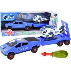 LeanToys Zestaw Nowoczesne Auto z Helikopterem i Lawetą Do Rozkręcania DIY Niebieski 13676558 5905991018506